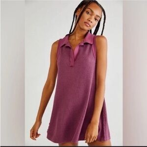 Free People We The Free Johnny Collar Dress Size Small in Ancient Seas Red NWOT